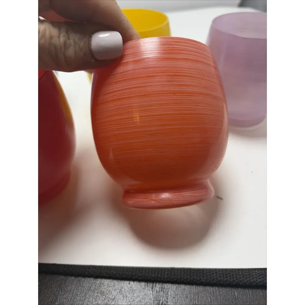 Vintage Murano Colorful Tumblers Set of 5 Blue Orange Red yellow Purple